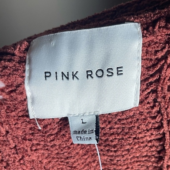 New! Pink Rose Cable Knit Cider Rust Cardigan Size Large - Picture 4 of 7